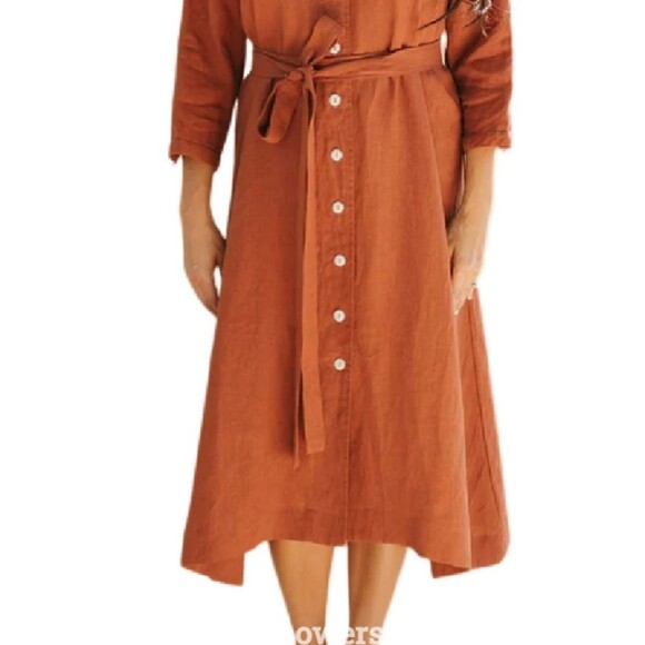 Linen Shirt Dress (0411) - Picture 12 of 12